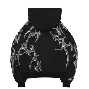 Named Collective Crash Flame Embellished Rhinestone Zip Up Hoodie Jacket